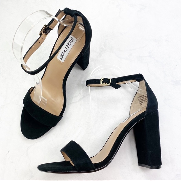 [Steve Madden] Black Suede Ankle Strap Heels - Picture 4 of 6